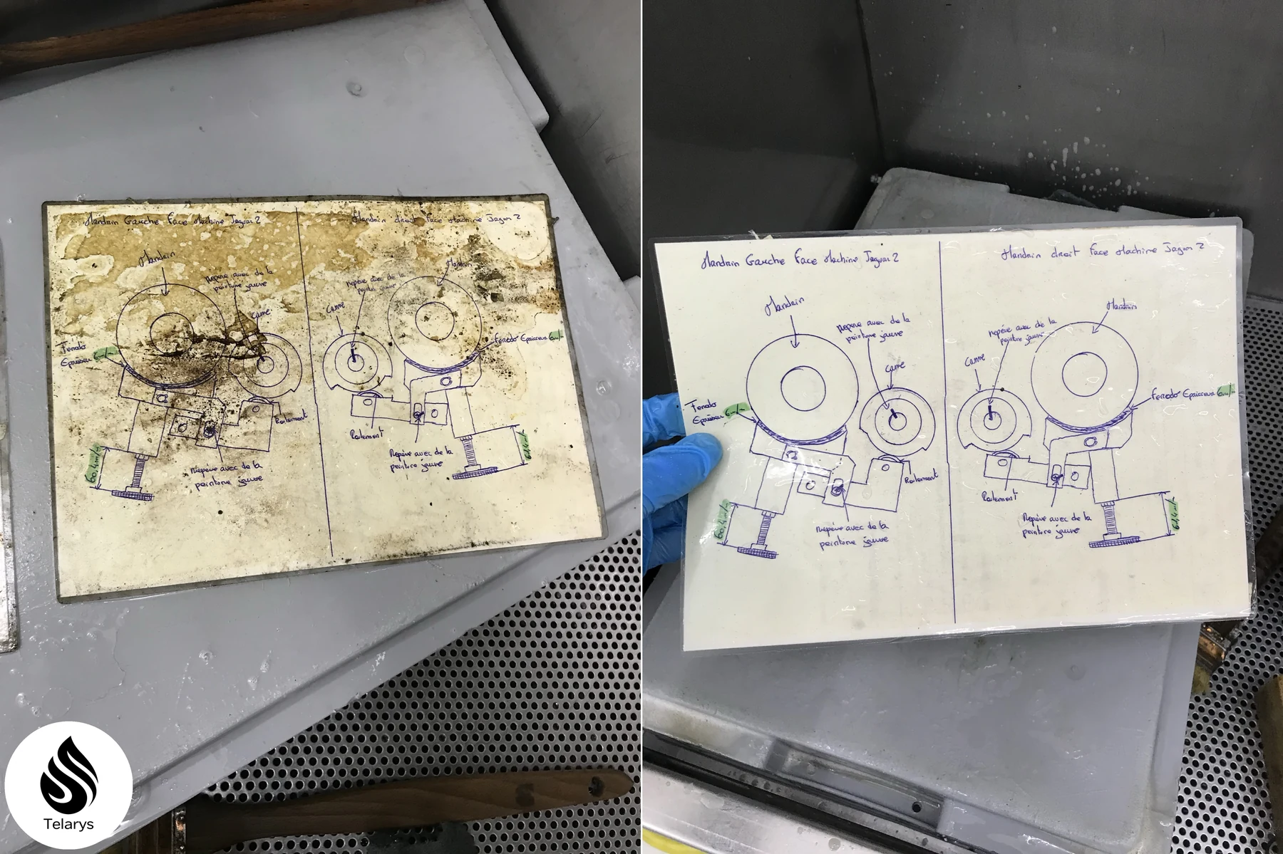 Équipement industriel avant et après nettoyage